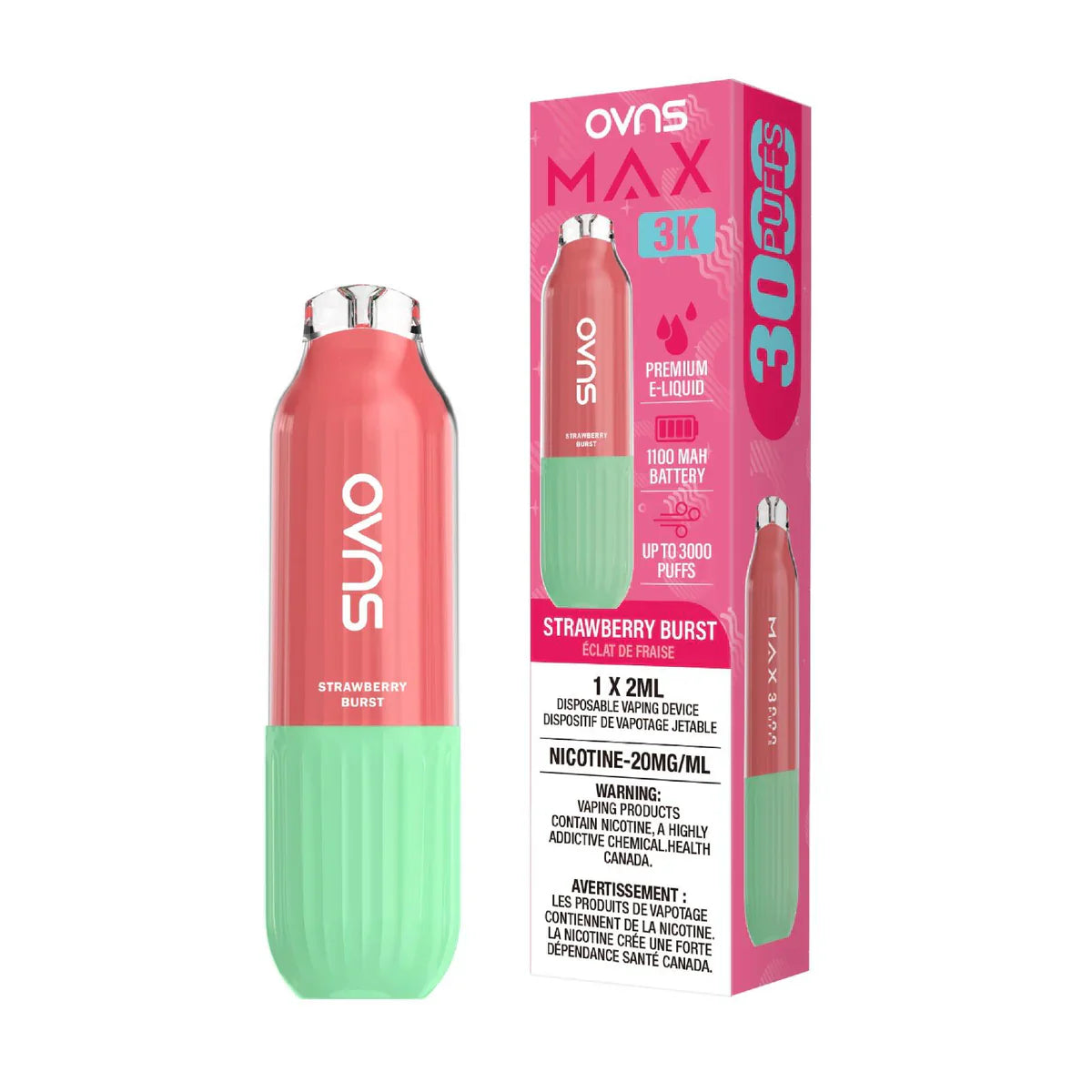 OVNS MAX 3K Disposable Vape - StrawBerry Burst