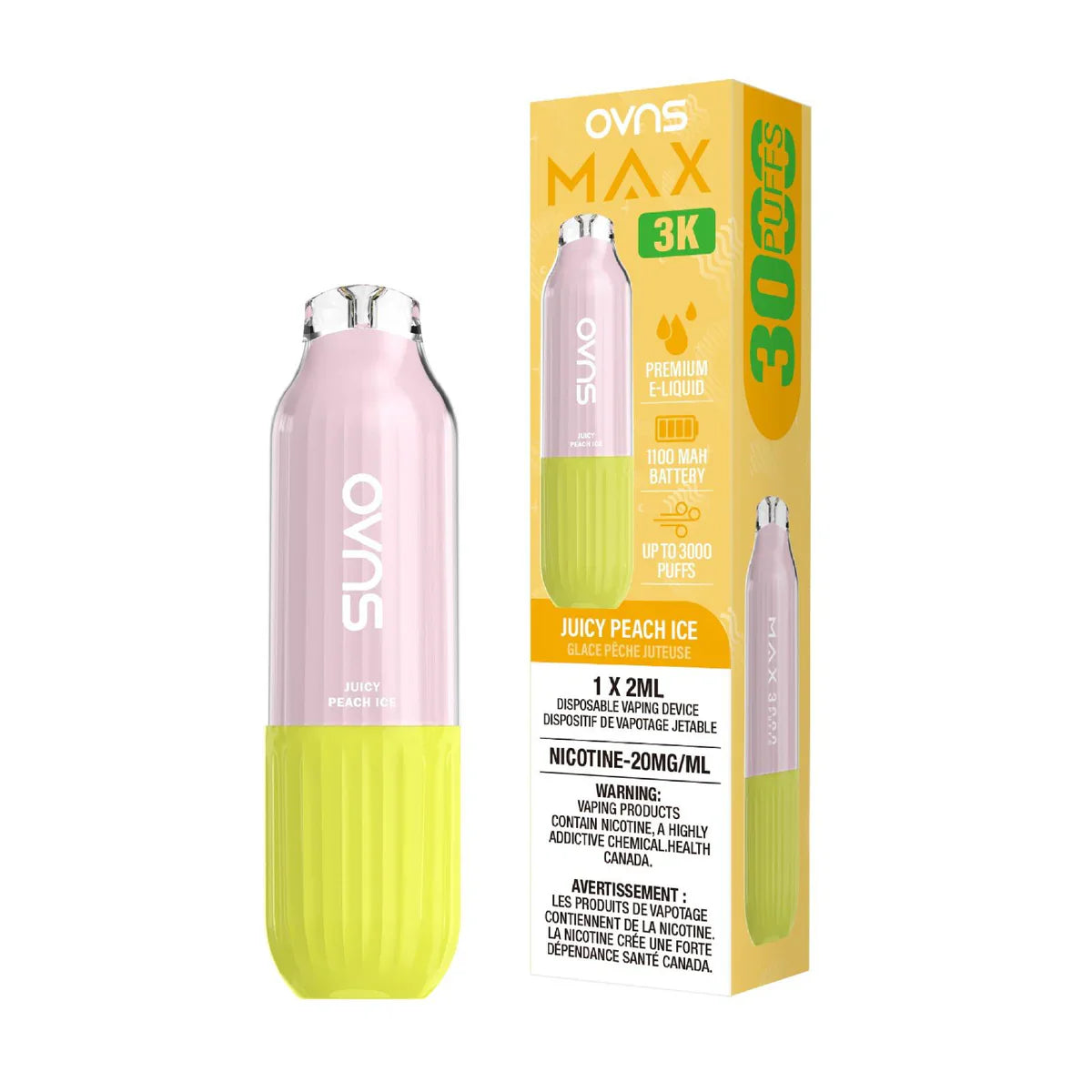 OVNS MAX 3K Disposable Vape - Juicy Peach Ice